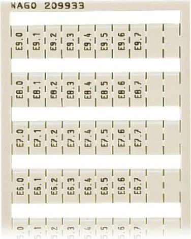 Wago WSB-Beschriftungskarte als Karte bedruckt E0.0, E0.1, ..., E9.6, E9.7 (je 1x) nicht dehnbar Aufdruck senkrecht aufrastbar weiß