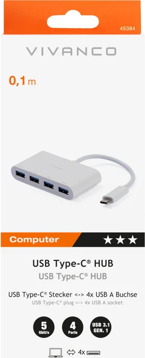 Vivanco Type-C Hub 4 ports, USB-C 3.0 [Stecker]
