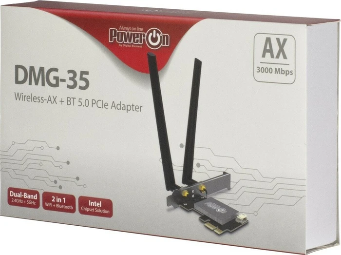 Inter-Tech PowerOn DMG-35, 2.4GHz/5GHz WLAN, Bluetooth 5.0, PCIe x1