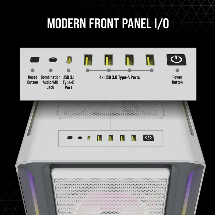 Corsair iCue 5000T RGB TG, weiß, Glasfenster