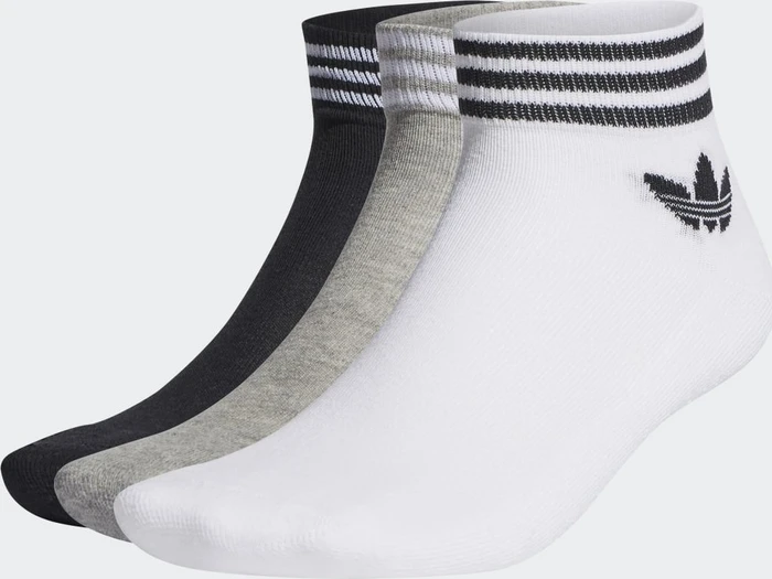 adidas Trefoil Ankle Socken white/medium grey heather/black, 3 Paare