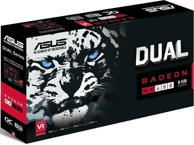 ASUS Dual Radeon RX 480 OC, DUAL-RX480-O8G, 8GB GDDR5, DVI, 2x HDMI, 2x DP