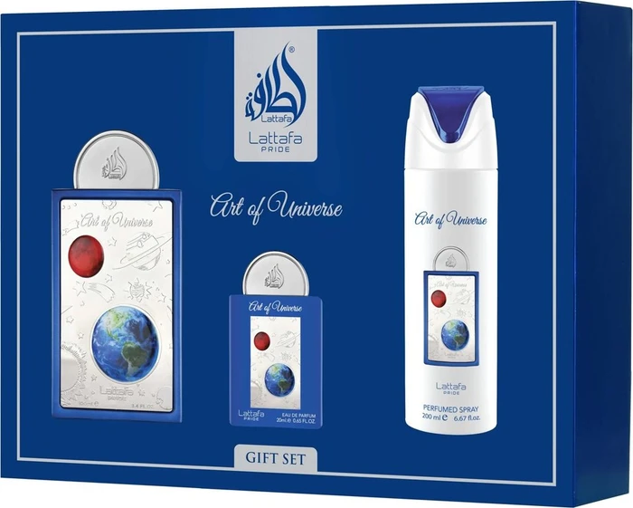 Lattafa Pride Art Of Universe EdP 100ml + EdP 20ml + Deo Spray 200ml Duftset