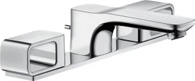 Hansgrohe Axor Urquiola 3-Loch Waschtischarmatur 50 mit Platte und Zugstangen-Ablaufgarnitur brushed black chrome
