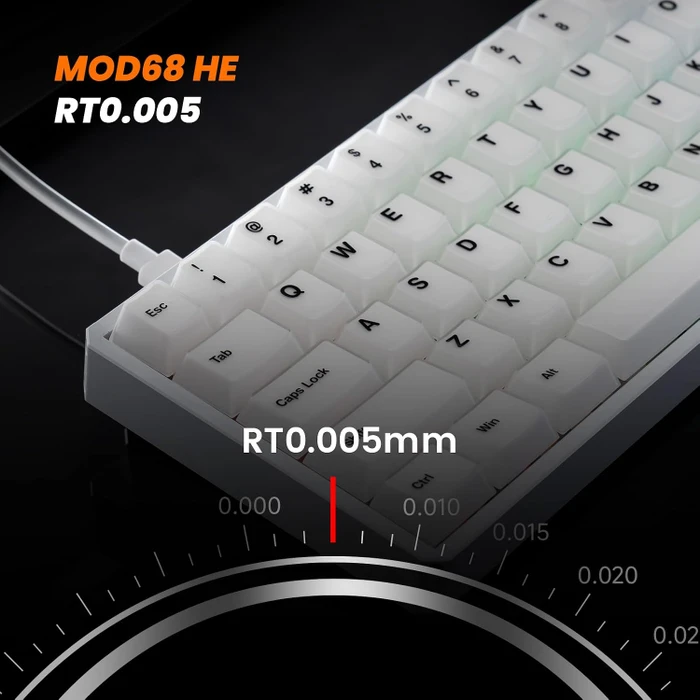 Akko MOD68 HE, Misty White, LEDs RGB, hot-swap, AstroAim Magnetic, USB/Bluetooth, US