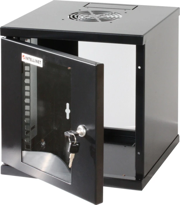 Intellinet 10" Wandschrank 6HE, Sicherheitsglastür, schwarz, 300mm tief