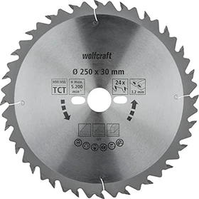 Wolfcraft Serie Grün Kreissägeblatt 24Z, 250x3.2x30mm, 1 Stück