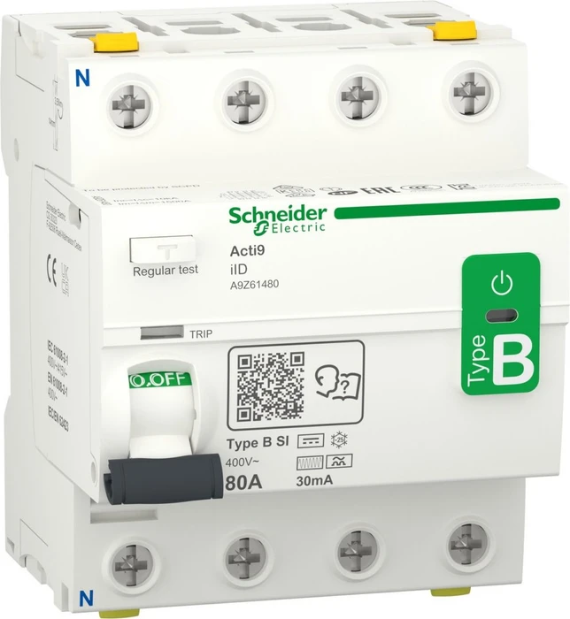 Schneider Electric Fehlerstrom-Schutzschalter Allstromsensitiv iID, 4P, 80A, Typ B-SI, 30mA