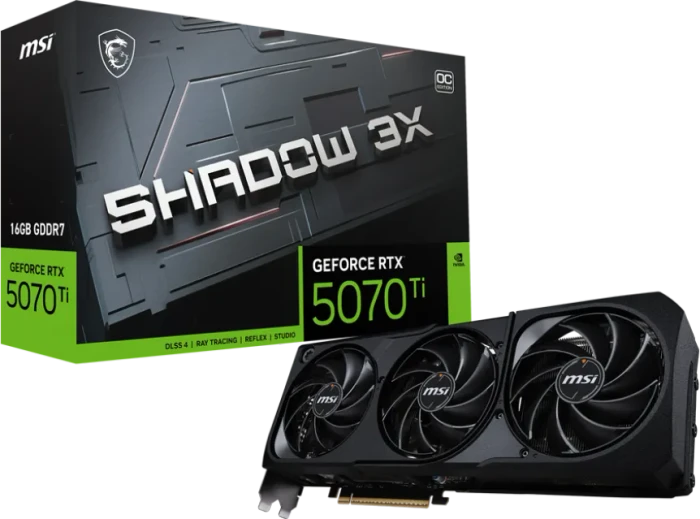 MSI GeForce RTX 5070 Ti 16G Shadow 3X OC, G507T-16S3C, 16GB GDDR7, HDMI, 3x DP