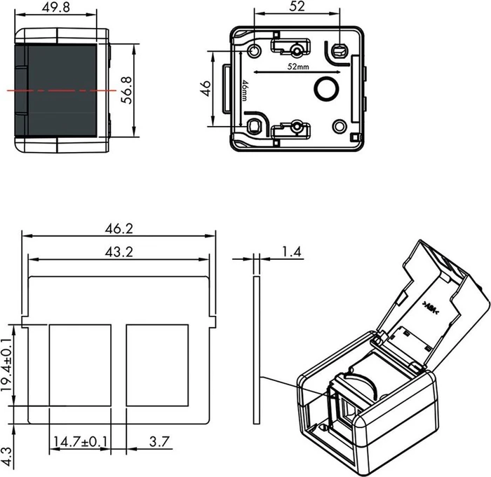 Roline / Secomp Value Outdoor Wandgehäuse für Keystone Module, grau, 2-Port