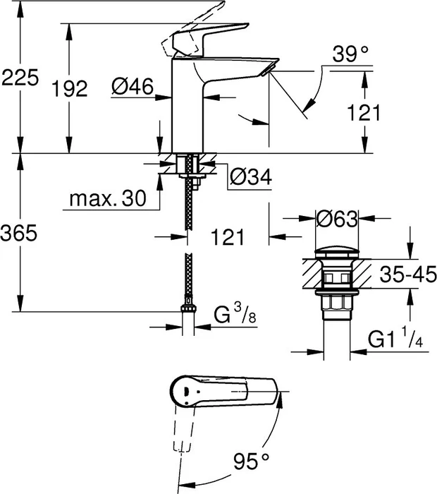 Grohe Start Einhand-Waschtischbatterie 1/2" M-Size matt black