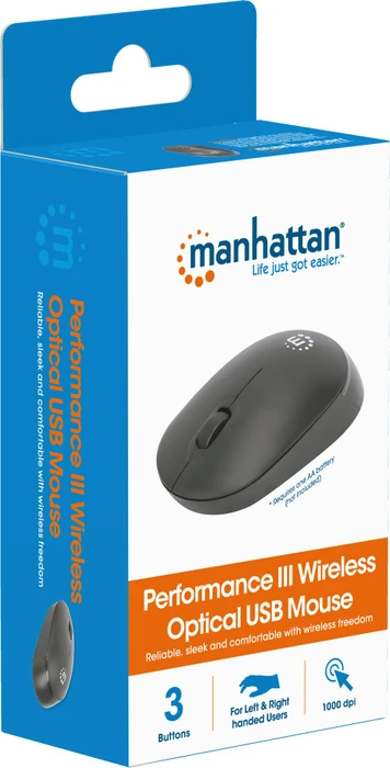 Manhattan Wireless Performance Maus III schwarz, USB