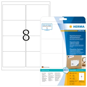 Herma Adressetiketten, 99.1x67.7mm, ablösbar, weiß, matt, 25 Blatt (200 Etiketten)