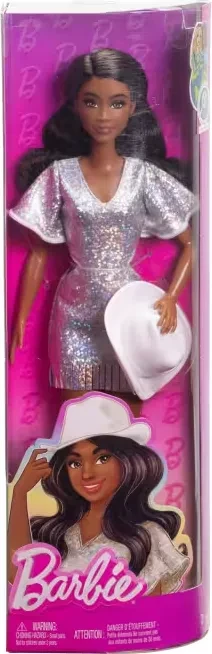 Mattel Barbie - Fashionistas Barbie in Funkelndem Silbernen Kleid Mit Cowboyhut Und Stiefeln