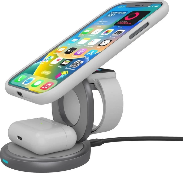 RaidSonic Icy Box IB-SH101-CH 3-in-1 Kabelloses Ladegerät grau