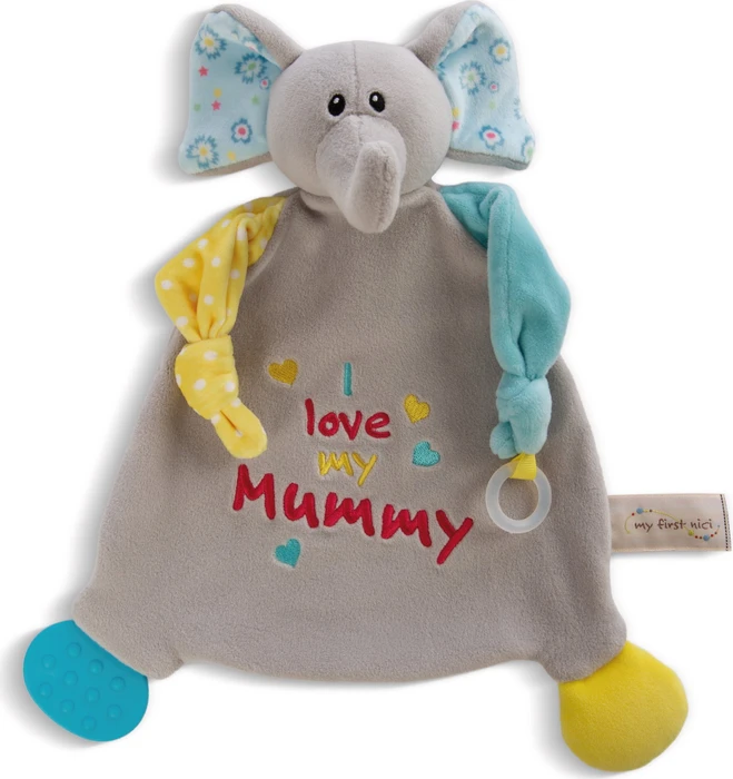 My First NICI Schmusetuch Elefant mit Beißring und Schnullerbefestigung