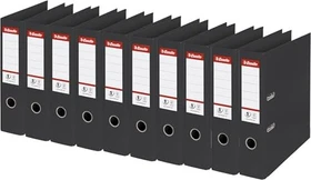 Esselte No. 1 Ordner 2-Ring Plastik, 75mm, A4, schwarz, 10er-Pack