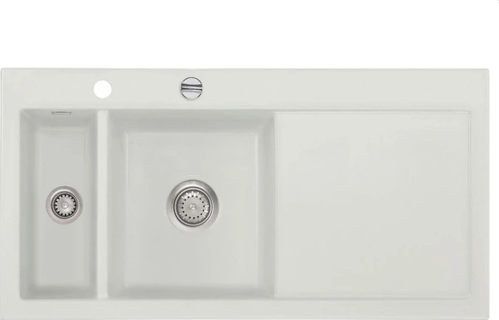 systemceram Mera 100 Einbau Becken links mit Ablauffernbedienung alu