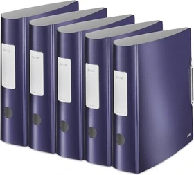 Leitz Qualitäts Ordner 2-Ring 180° Active Style, 80mm, A4, titanblau, 5er-Pack