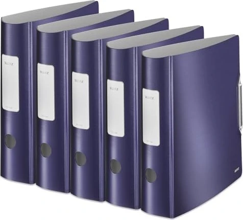 Leitz Qualitäts Ordner 2-Ring 180° Active Style, 80mm, A4, titanblau, 5er-Pack