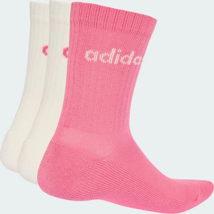 adidas Linear Crew Cushioned Socken off white/pink fusion, 3 Paare