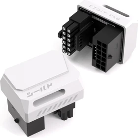 EZDIY-FAB 12V-2x6 Winkeladapter 180°, Variante RVS, Sense-Pins an der Unterseite, weiß (DE2-Shirudu 12+4P RVS GPU Adapter-180-W)