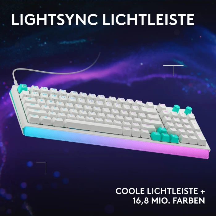 Logitech G512 X 98 TMR, weiß, Dual-Swap analog/mechanisch, taktil, USB, DE