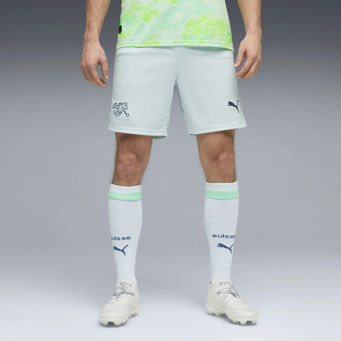 Puma FIFA WM 2026 Schweiz Auswärtsshorts sea glass/dark indigo (Herren)