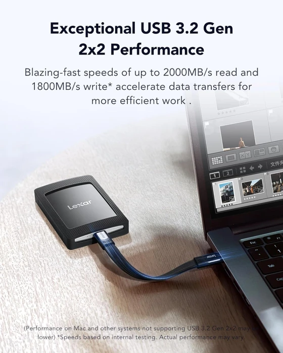 Lexar SL500 Portable SSD with Magnetic Set, 2TB, USB-C 3.2
