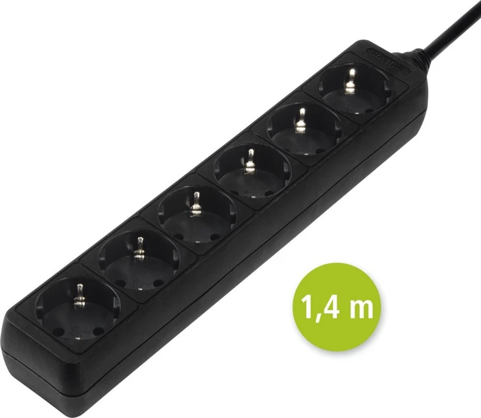 Hama Steckdosenleiste, 6-fach, 1.4m, schwarz