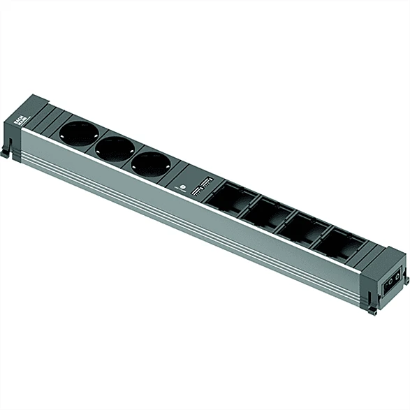 Bachmann Conference/Top Frame, 3-fach, Steckdoseneinheit, 4x Custom, 3x Schuko, 2x USB-A