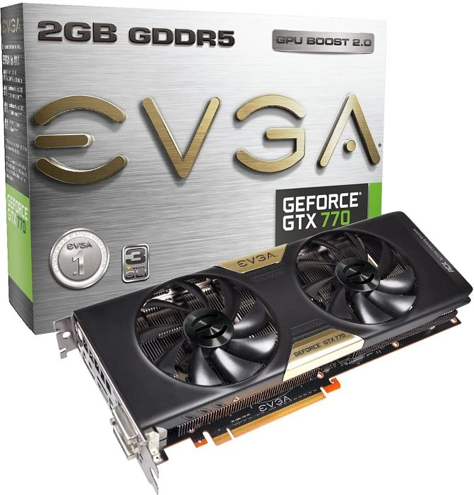 EVGA GeForce GTX 770 ACX Cooler, 2GB GDDR5, 2x DVI, HDMI, DP