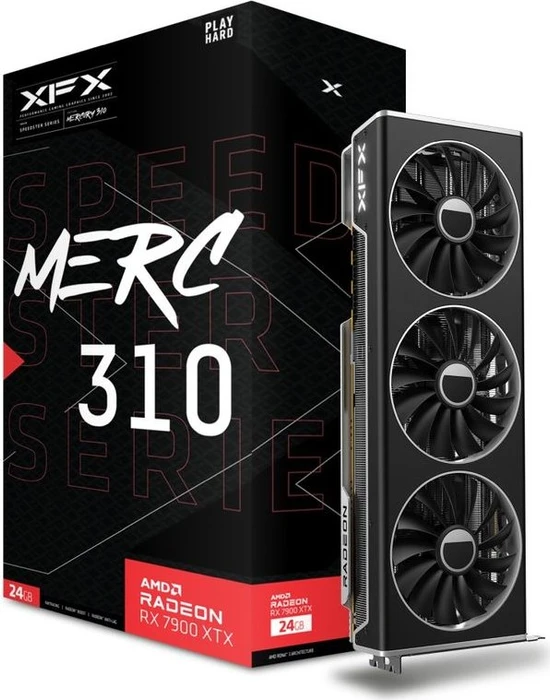 XFX Speedster MERC 310 Radeon RX 7900 XTX Black Edition, 24GB GDDR6, HDMI, 3x DP