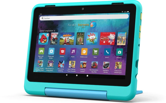 Amazon Fire HD 8 KFRAPWI 2024, ohne Werbung, türkis/blau, 32GB, Blaugrün, Kids Pro Edition