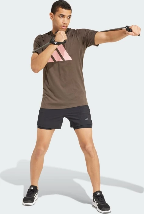 adidas Train Essentials Feelready Logo Funktionsshirt kurzarm shadow olive/semi pink spark (Herren)