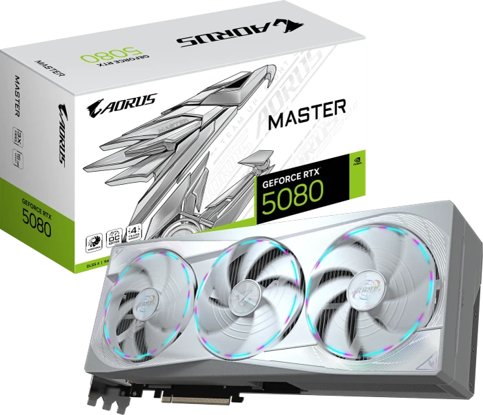 GIGABYTE AORUS GeForce RTX 5080 Master ICE 16G, 16GB GDDR7, HDMI, 3x DP