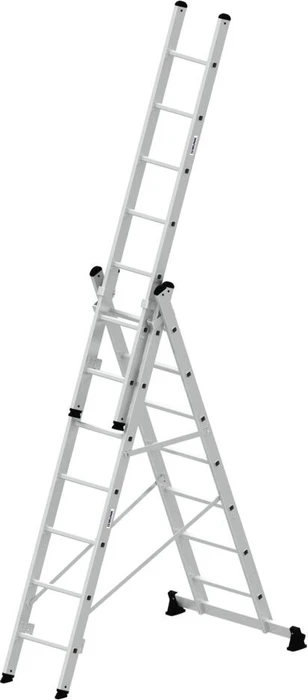 Günzburger Steigtechnik Alu 3-tlg. Teleskop-Mehrzweckleiter, 3x 11 Stufen