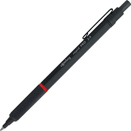 rOtring Rapid Pro Feinminen Druckbleistift HB 2mm graphit, schwarz, Radierer