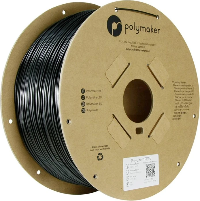Polymaker PolyLite PETG, schwarz, Spule, 1.75mm, 3.00kg