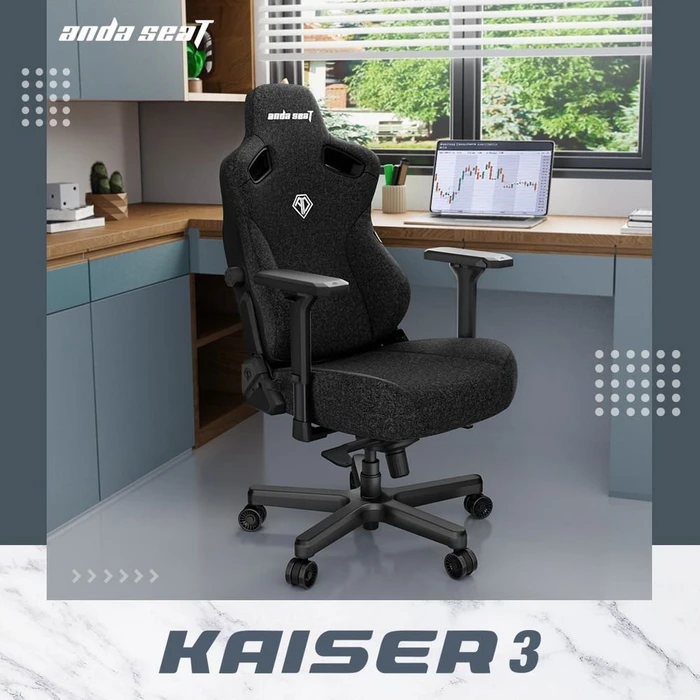 Anda Seat Kaiser 3 Premium XL Gamingstuhl, Carbon Black, Stoff schwarz