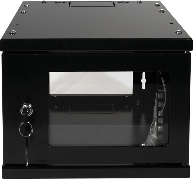LogiLink 10" Wandgehäuse 4HE, montiert, Sicherheitsglastür, schwarz, 300mm tief