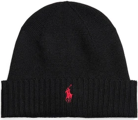 Ralph Lauren Signature Pony Wool Beanie schwarz