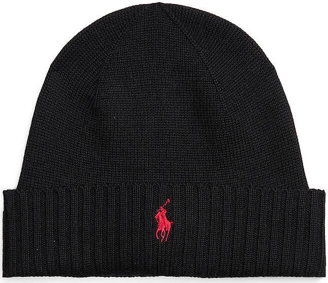 Ralph Lauren Signature Pony Wool Beanie schwarz