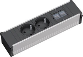 Bachmann Steckdoseneinheit Coni, 2-fach, 2x RJ-45, silber/anthrazit