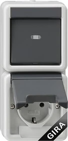 Gira Kombination Wippschalter/SCHUKO-Steckdose 16A 250V senkrecht, grau