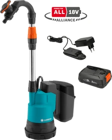 Gardena 2000/2 18V P4A Akku-Klarwassertauchpumpe inkl. Akku