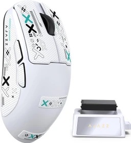 Ajazz AJ159 V2 Wireless Gaming Mouse mit Akku-Ladestation, weiß, inkl. Grip Tape, USB/Bluetooth
