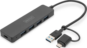 Digitus 4-Port Slim Line Hub, 4x USB-A 3.0, USB-A/USB-C 3.0 [Stecker] (DA-70235)
