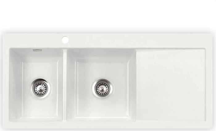 systemceram Mera Double Einbau Becken links grönland