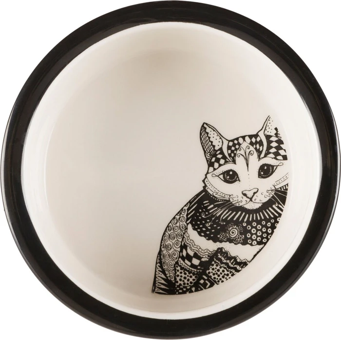Trixie Keramiknapf, weiß/schwarz, Ø12cm, 300ml